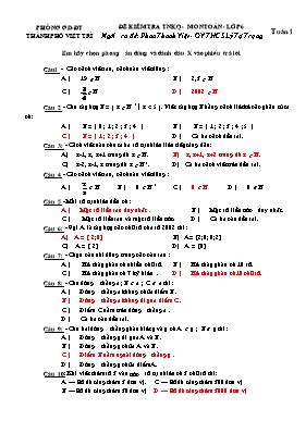 Đề kiểm tra trắc nghiệm khách quan - Môn Toán - lớp 6